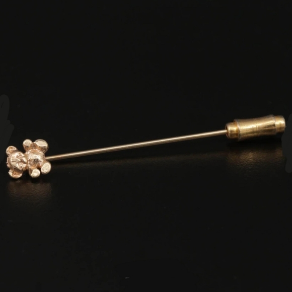 14K Yellow Gold Teddy Bear Stick Pin - Picture 3 of 6